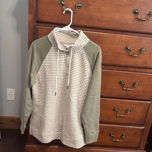 Maurices Olive and Cream Cowl Neck Sweater